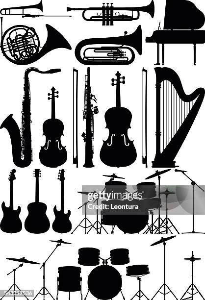 illustrazioni stock, clip art, cartoni animati e icone di tendenza di dettaglio strumenti musicali - musical instrument