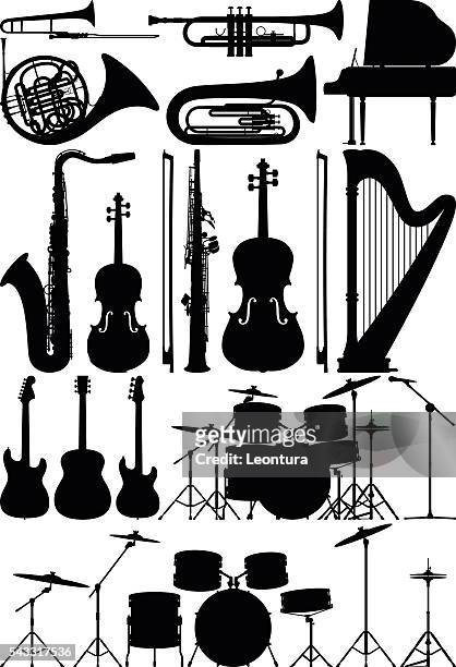 detailed musical instruments - accordion stock illustrations