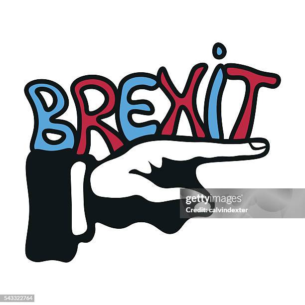 hand pointing the brexit direction - brexit 幅插畫檔、美工圖案、卡通及圖標