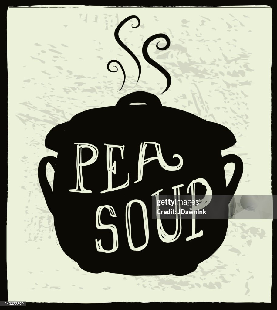 Pea Soup cauldron label hand lettering design