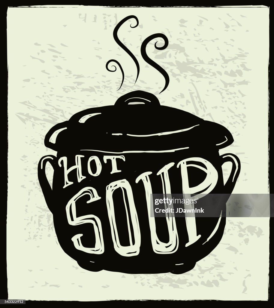 Hot Soup Cauldron Label Hand Lettering Design High-Res Vector Graphic ...