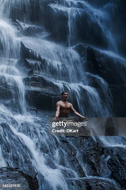 yoga - bali waterfall stock pictures, royalty-free photos & images