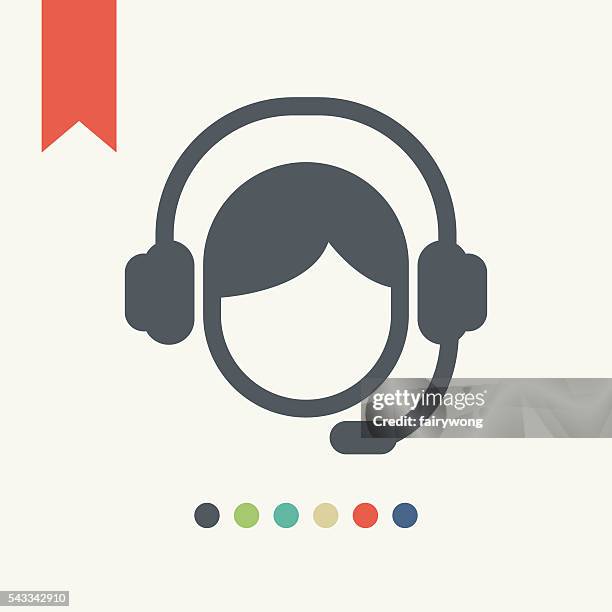 call center operator icon - phone side view stock illustrations