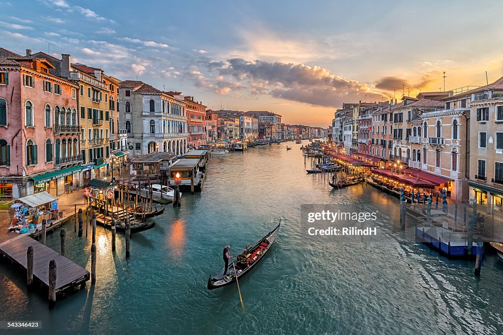 Italy, Venice, Elevated view of canal in city