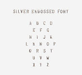 Silver embossed alphabet isolated, 3d illustration.