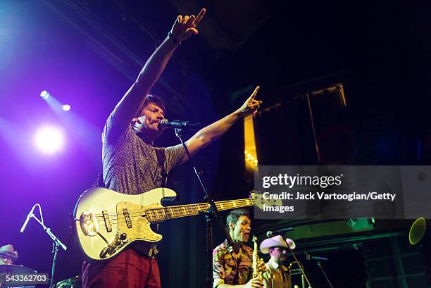 Colombian Cumbia/Jazz party band Puerto Candelaria perform during the 12th Annual GlobalFest at Webster Hall's Marlin Room Stage, New York, New York,...