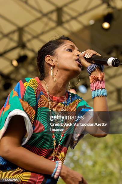 British rapper MIA performs onsatge at Central Park SummerStage, New York, New York, August 7, 2005.