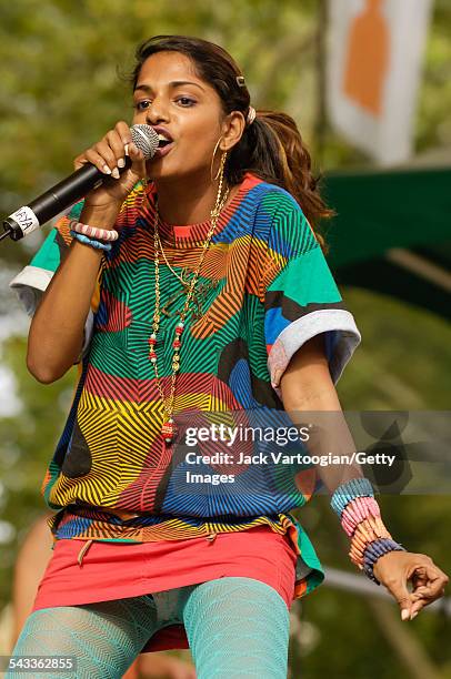 British rapper MIA performs onsatge at Central Park SummerStage, New York, New York, August 7, 2005.