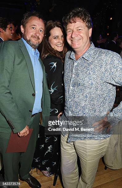 Andrew Upton, guest and Danny Moynihan attend the Summer Gala for The Old Vic at The Brewery on June 27, 2016 in London, England.