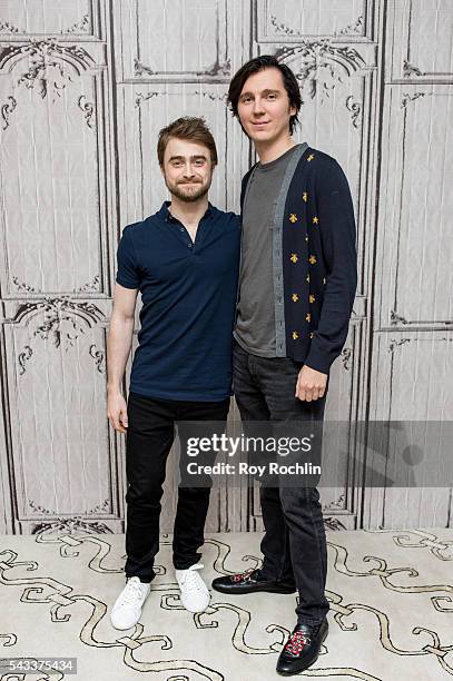 Actors Paul Dano and Daniel Radcliffe discuss their new film "Swiss Army Man" with AOL Build at AOL Studios In New York on June 27, 2016 in New York...