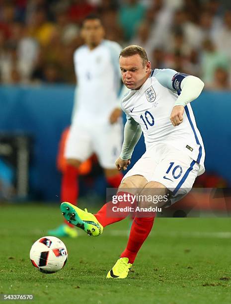 Wayne Rooney of England in action during the UEFA Euro 2016 Round of 16 football match between Iceland and England at Stade de Nice in Nice, France...