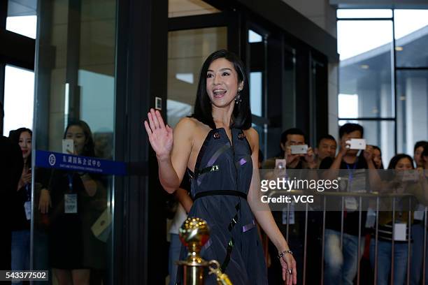 Actress Charlie Young attends the premiere of film "Cold War II" on June 27, 2016 in Wuhan, Hubei Province of China.