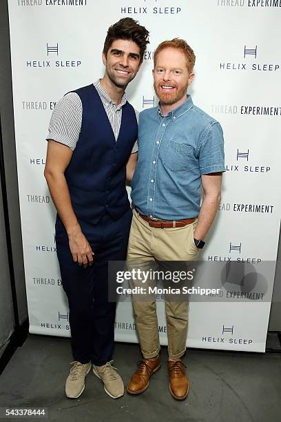 Justin Mikita and actor Jesse Tyler Ferguson attend Let's Get Under The Covers: An Evening Of Cocktails And Change at Hotel Americano on June 27,...