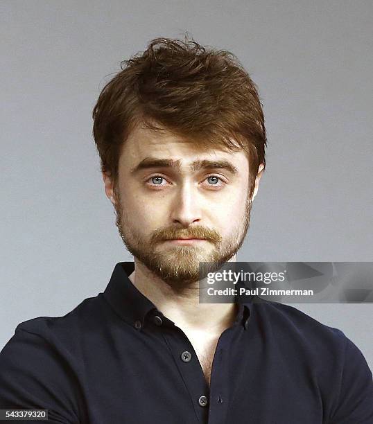 Actor Daniel Radcliffe attends The Apple Store Presents: Daniel Radcliffe And Paul Dano, "Swiss Army Man" at Apple Store Soho on June 27, 2016 in New...