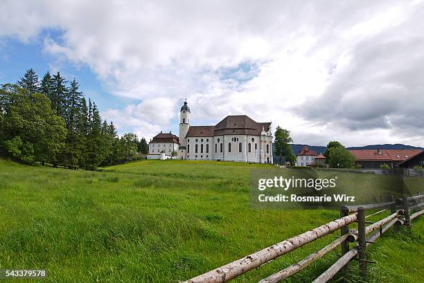 wieskirche, wies near steingaden, romantic road, bavaria - wieskirche stock-fotos und bilder