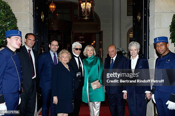Secretary of State for Tourism Matthias Fekl; Bernadette Chirac, Karl Lagerfeld, Heini Wathen, Mohamed Al-Fayed and Beatrice de Plinval attend the...