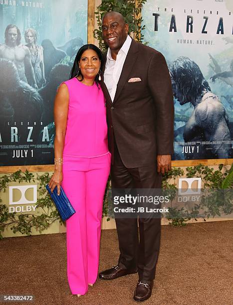 Earlitha Kelly and Magic Johnson attend the premiere of Warner Bros. Pictures' 'The Legend of Tarzan' on June 27, 2016 in Hollywood, California.