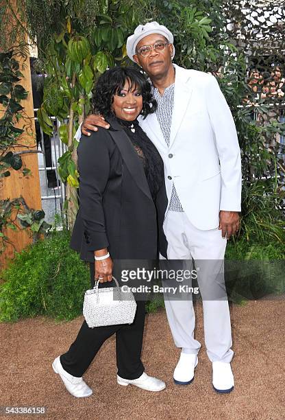Actor Samuel L. Jackson and wife LaTanya Richardson attend the premiere of Warner Bros. Pictures' 'The Legend Of Tarzan' at TCL Chinese Theatre on...