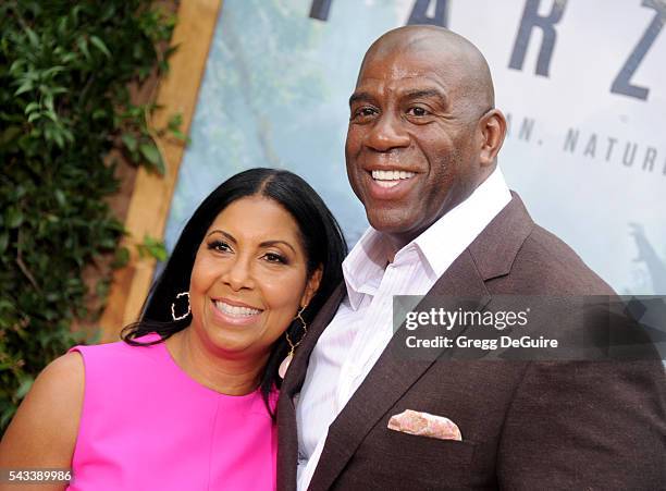 Magic Johnson and Cookie Johnson arrive at the premiere of Warner Bros. Pictures' "The Legend Of Tarzan" at TCL Chinese Theatre on June 27, 2016 in...