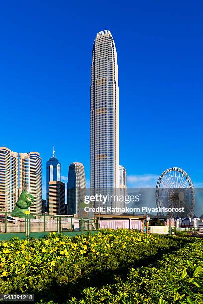 central hong kong skyline at victoria harbor, hong kong, china - commercial buildings hong kong morning stock pictures, royalty-free photos & images