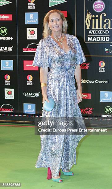 Fiona Ferrer attends IIFA Awards green carpet during the 17th edition of IIFA Awards, the International Indian Film Academy Awards, at Ifema on June...