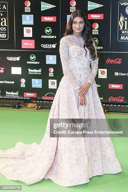 Athiya Shetty attends IIFA Awards green carpet during the 17th edition of IIFA Awards, the International Indian Film Academy Awards, at Ifema on June...