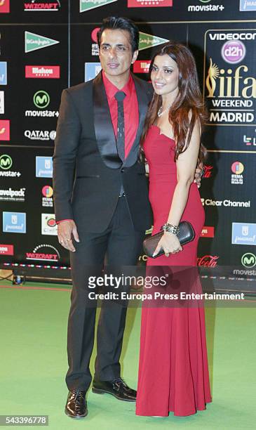 Sonu Sood attends IIFA Awards green carpet during the 17th edition of IIFA Awards, the International Indian Film Academy Awards, at Ifema on June 25,...