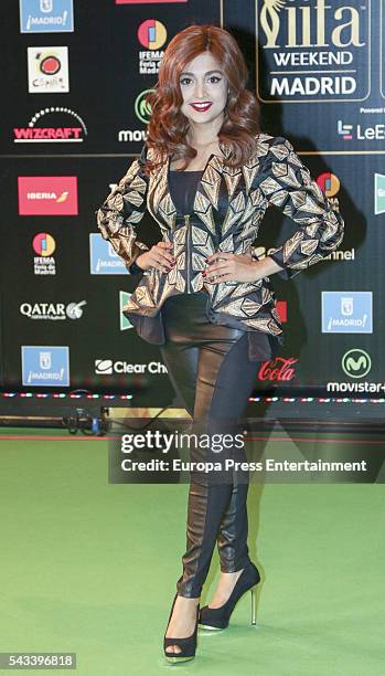 Monali Thakur attends IIFA Awards green carpet during the 17th edition of IIFA Awards, the International Indian Film Academy Awards, at Ifema on June...