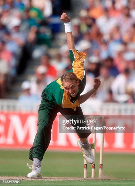 Allan Donald of South Africa bowling during the 3rd Emirates Triangular Tournament One Day International between England and South Africa at...