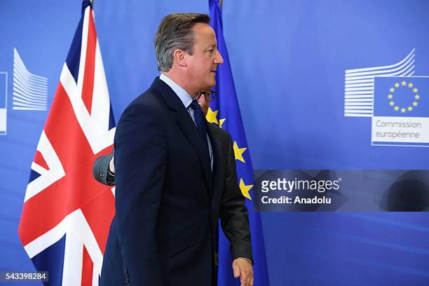 British Prime Minister David Cameron meets the President of the European Commission, Jean-Claude Juncker ahead of the EU Leaders Summit in Brussels,...