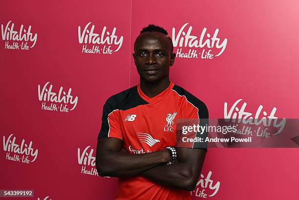 Sadio Mane new signing of Liverpool at Melwood Training Ground on June 28, 2016 in Liverpool, England.