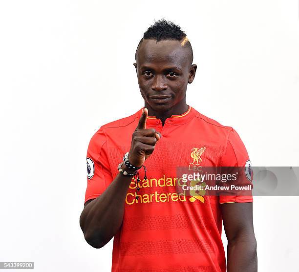 Sadio Mane new signing of Liverpool at Melwood Training Ground on June 28, 2016 in Liverpool, England.
