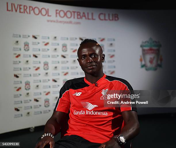 Sadio Mane new signing of Liverpool at Melwood Training Ground on June 28, 2016 in Liverpool, England.