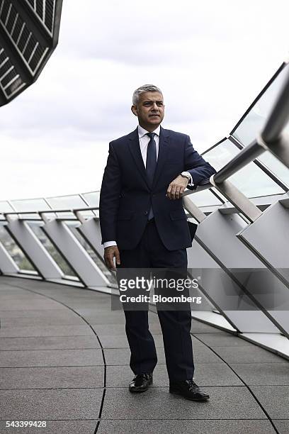 Sadiq Khan, mayor of London, poses for a photograph following a Bloomberg Television interview at City Hall in London, U.K., on Tuesday, June 28,...