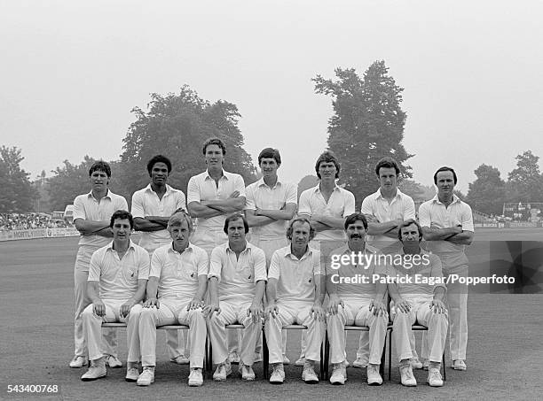 The Essex team during the Benson and Hedges Cup Semi Final between Kent and Essex at Canterbury, Kent, 6th July 1983. Back row, left to right: David...