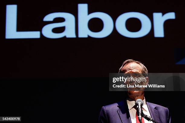 Leader of the Opposition, Bill Shorten speaks to local residents during a town hall meeting on June 28, 2016 in Nowra, Australia.The latest Newspoll...
