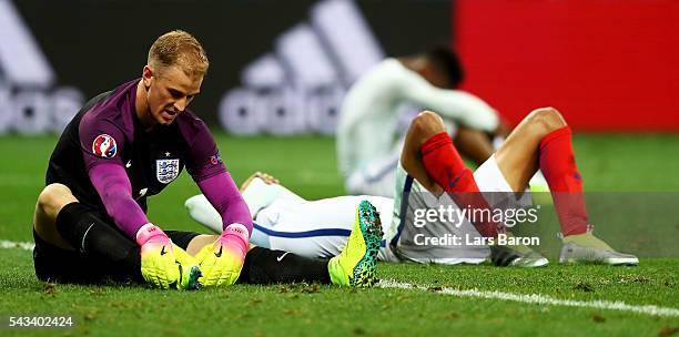 Joe Hart of England show his dissapointment after defeat during the UEFA EURO 2016 round of 16 match between England and Iceland at Allianz Riviera...