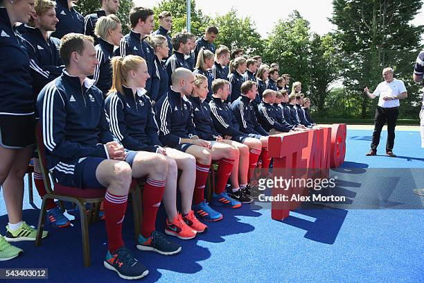 Team GB Chef de Mission Mark England speaks during the Announcement of Hockey Athletes Named in Team GB for the Rio 2016 Olympic Games at the Bisham...