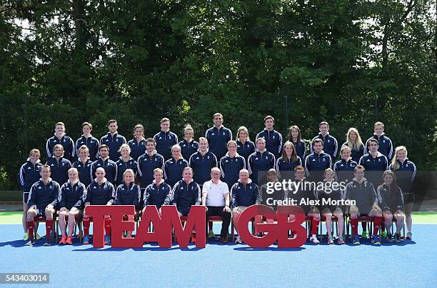 Great Britain Mens and Womens teams pose for a team photograph during the Announcement of Hockey Athletes Named in Team GB for the Rio 2016 Olympic...