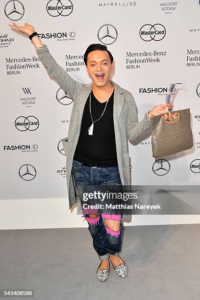 Julian F.M. Stoeckel attends the Thomas Hanisch show during the Mercedes-Benz Fashion Week Berlin Spring/Summer 2017 at Erika Hess Eisstadion on June...