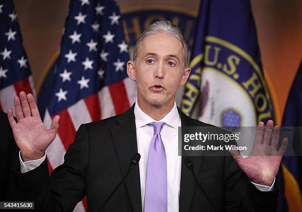 House Benghazi Committee Chairman, Trey Gowdy , participates in a news conference with fellow Committee Republicans after the release of the...
