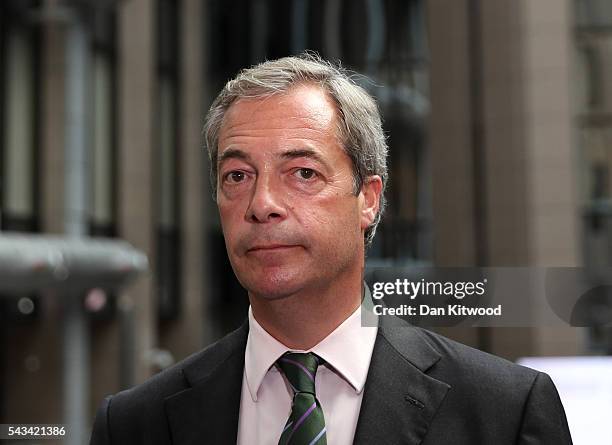 Independence Party leader Nigel Farage attends a European Council Meeting at the Council of the European Union on June 28, 2016 in Brussels, Belgium....