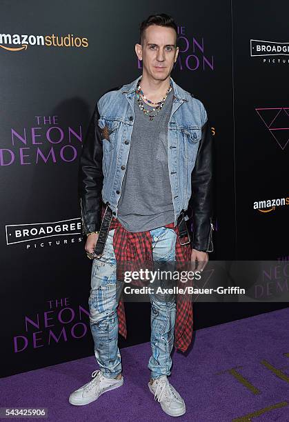 Fashion designer Jeremy Scott arrives at the premiere of Amazon's 'The Neon Demon' at ArcLight Cinemas Cinerama Dome on June 14, 2016 in Hollywood,...