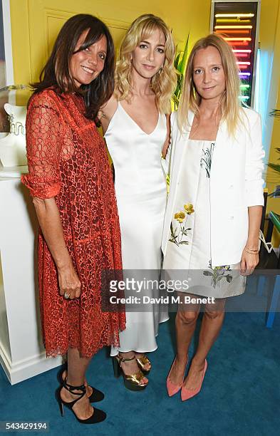 Countess Debonnaire von Bismarck, Sabine Getty and Martha Ward attend a drinks reception and dinner in celebration of the Sabine Getty Showroom in...