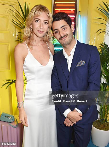 Sabine Getty and Billal Taright attend a drinks reception and dinner in celebration of the Sabine Getty Showroom in Berkeley Square on June 28, 2016...