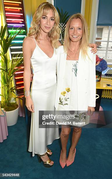Sabine Getty and Martha Ward attend a drinks reception and dinner in celebration of the Sabine Getty Showroom in Berkeley Square on June 28, 2016 in...