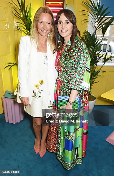 Martha Ward and Tania Fares attend a drinks reception and dinner in celebration of the Sabine Getty Showroom in Berkeley Square on June 28, 2016 in...