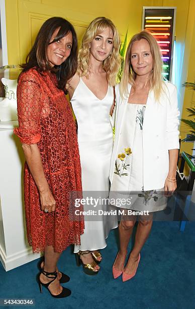 Countess Debonnaire von Bismarck, Sabine Getty and Martha Ward attend a drinks reception and dinner in celebration of the Sabine Getty Showroom in...