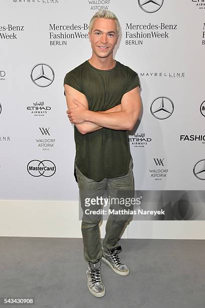 Julian David attends the Riani show during the Mercedes-Benz Fashion Week Berlin Spring/Summer 2017 at Erika Hess Eisstadion on June 28, 2016 in...