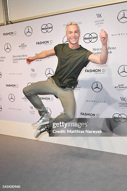 Julian David attends the Riani show during the Mercedes-Benz Fashion Week Berlin Spring/Summer 2017 at Erika Hess Eisstadion on June 28, 2016 in...